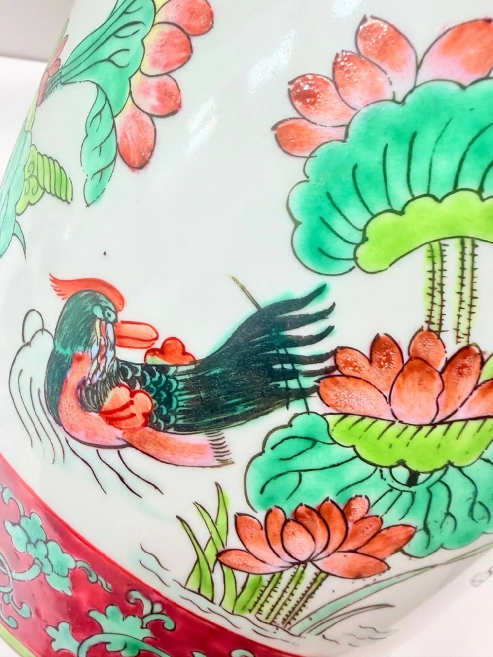Antique‎ Chinese Qing Tongzhi Dynasty Famille Porcelain Vase Figures Birds Trees